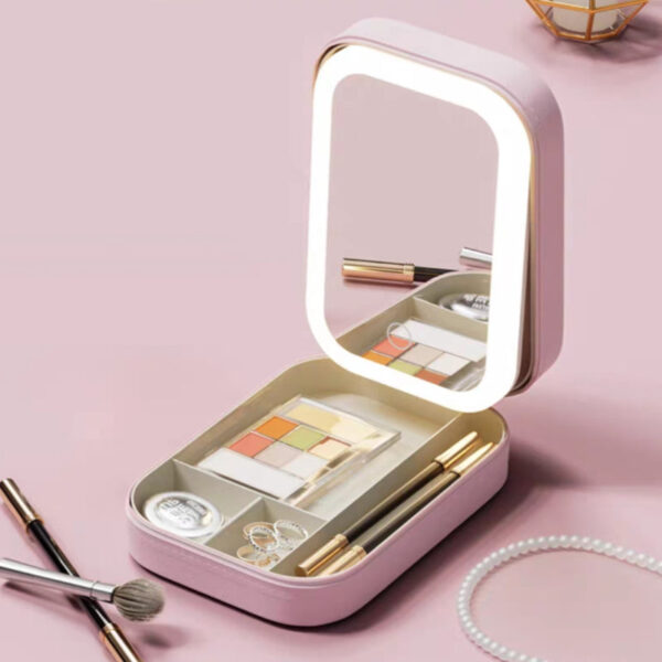 Integrated Makeup Storage Box With Light-Filling Mirror